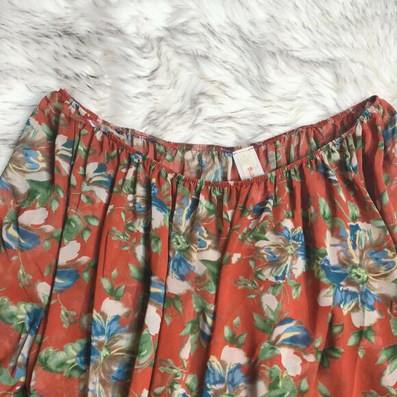 Bubble B Orange Floral Print Sheer Blouse Top 1XL - Picture 3 of 12
